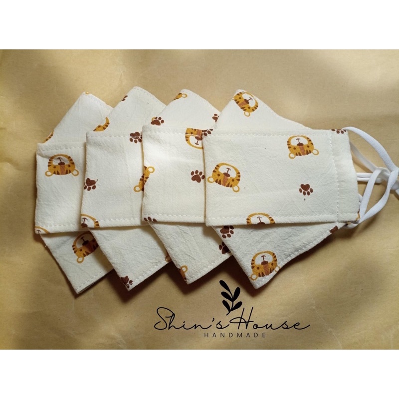 vải thô đũi cara mềm mát 100% cotton hình con hổ may sơ mi bé trai