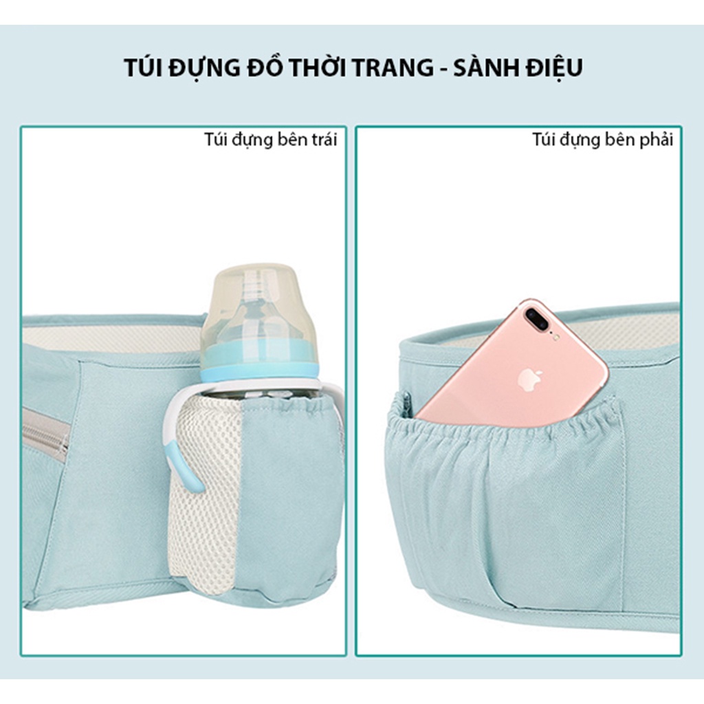 Đai địu em bé sơ sinh thoáng khí 6 tư thế địu trẻ em đa chức năng, chất liệu vải sợi cotton mềm mại, êm ái, thoáng mát