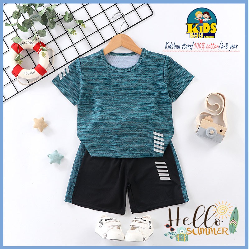 [1-12 tuổi/Chất thông hơi cotton] Set đồ bộ thể thao cộc tay cho bé trai và gái 11-36 kg thoáng mát, thấm hút,đẹp