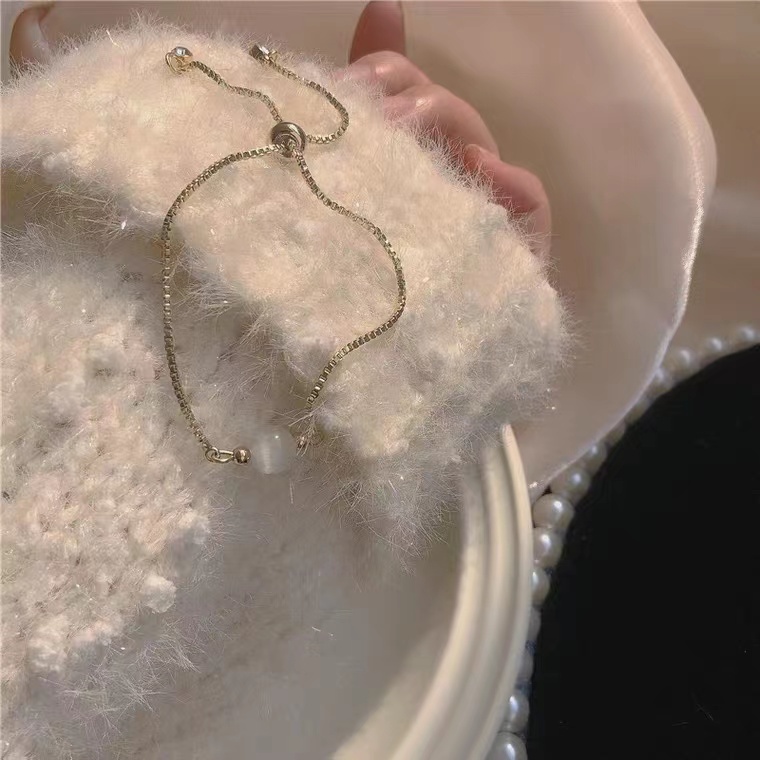 Vòng Đeo Tay Đính Đá Opal Cao Cấp Thiết Kế Dây Rút Phong Cách Retro Thời Trang Cho Nữ