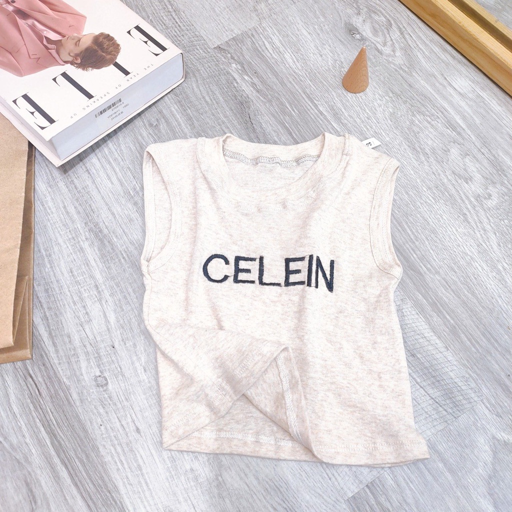 Áo Ba Lỗ In Chữ CELEIN Cho Bé Trai Mặc Ở Nhà, Áo Hè Sát Nách Cho Bé Từ 7-18kg MINKYSUN