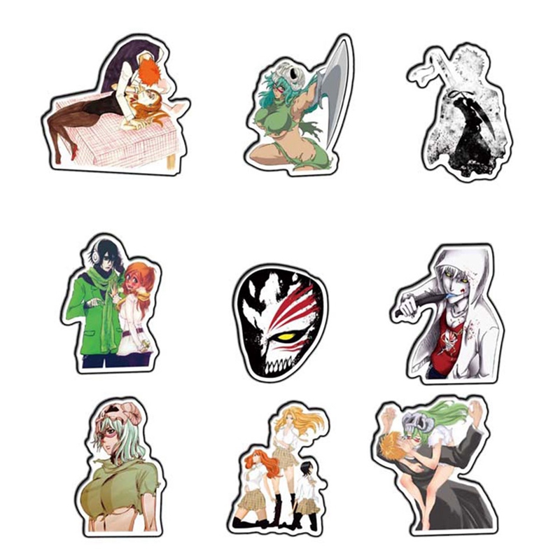 Bộ 50 miếng sticker bằng PVC kháng nước hình ảnh anime Bleach dùng để trang trí vali hành lý/xe hơi thời trang đẹp mắt