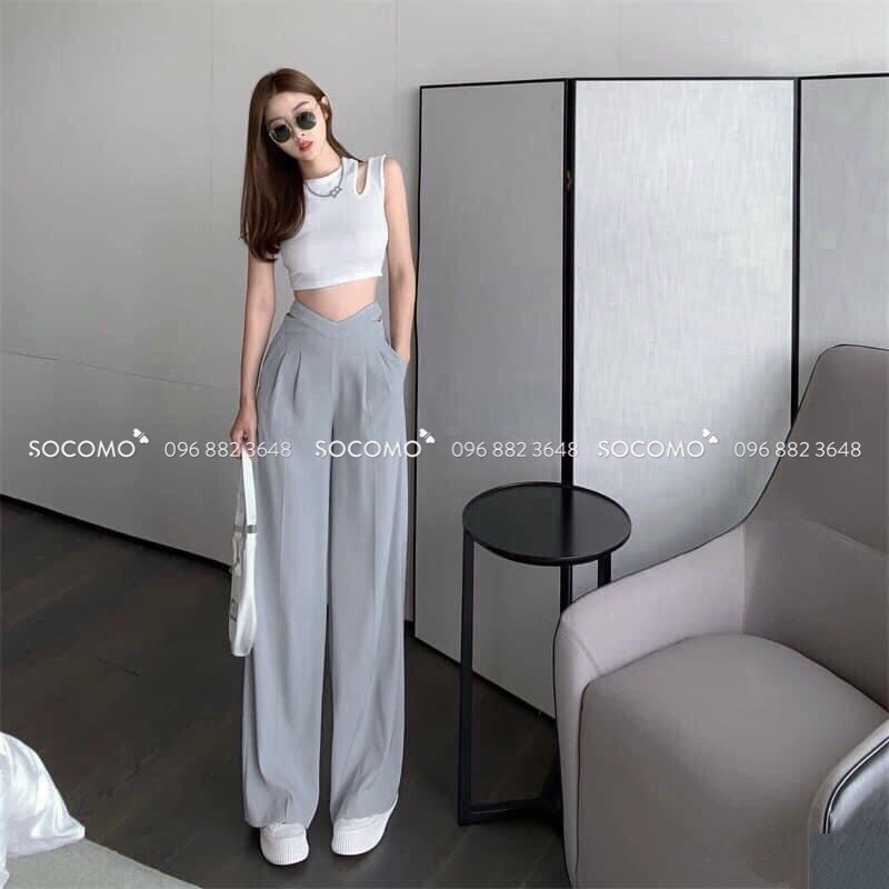 Quần Suông Cạp Cách Điệu Hack Dáng - Hàng loại 1,chất đẹp - Giá tốt - 100% ảnh Socomo tự chụp