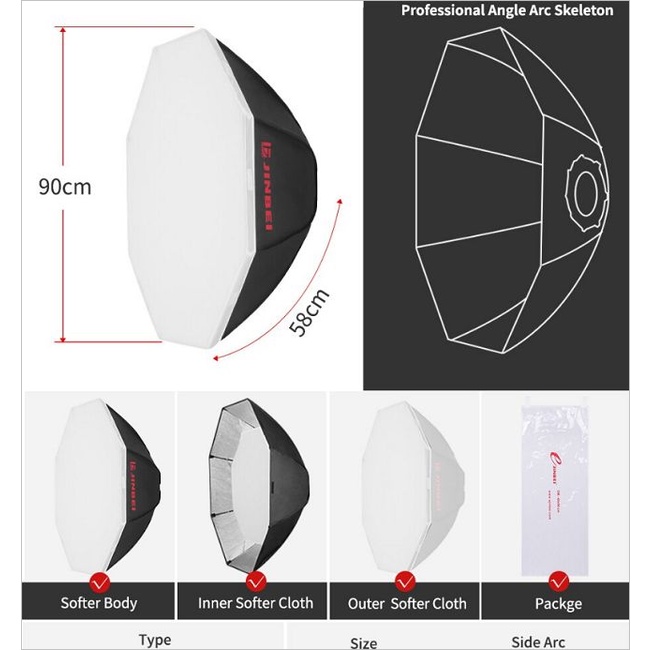 Softbox bát giác Jinbei 90cm