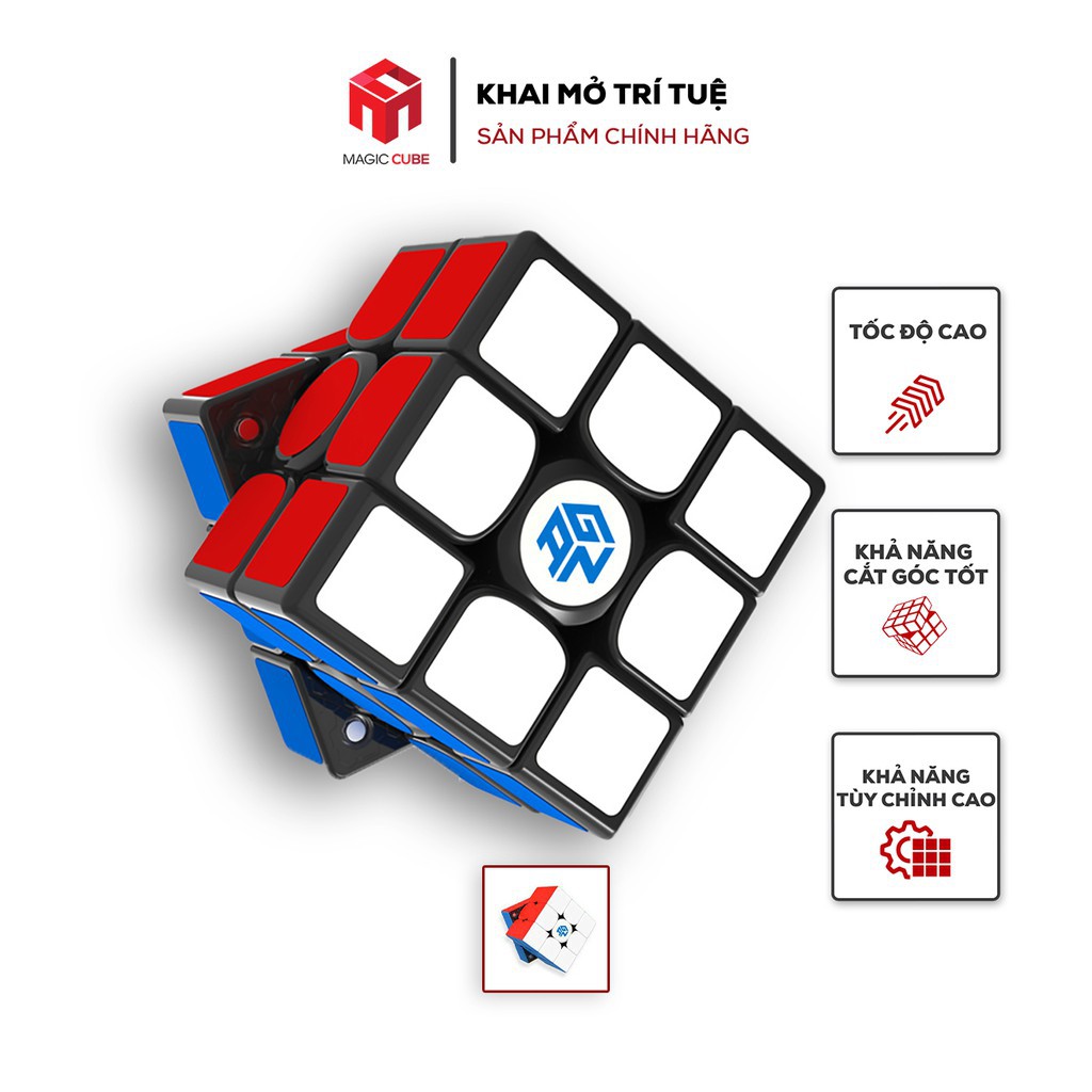 Rubik 3x3 GAN 356 XS Stickerless/Viền đen, Rubik 3x3x3 Nam Châm Chính Hãng Gan - Shop Speed Cube