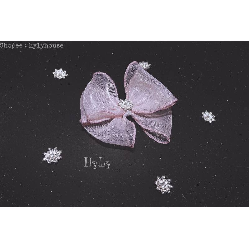 [Mã HYLY10 giảm 10K đơn 20K ] Kẹp tóc nơ voan ruốc bo viền handmade
