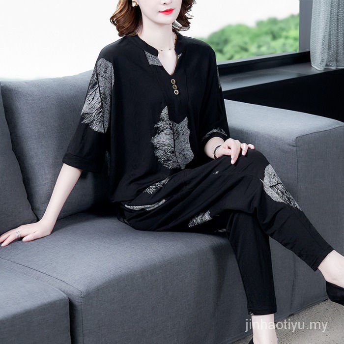 Bộ Đồ Thời Trang Mùa Hè Hai Món Áo Tay Lửng 2021 Kích Thước Lớn Cho Nữ | BigBuy360 - bigbuy360.vn