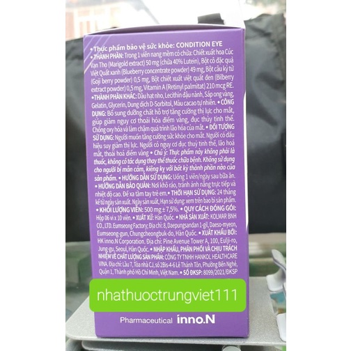 Viên uống tăng cường thị lực  CONDITION EYE Berry - Hộp 6 vỉ x 10 viên