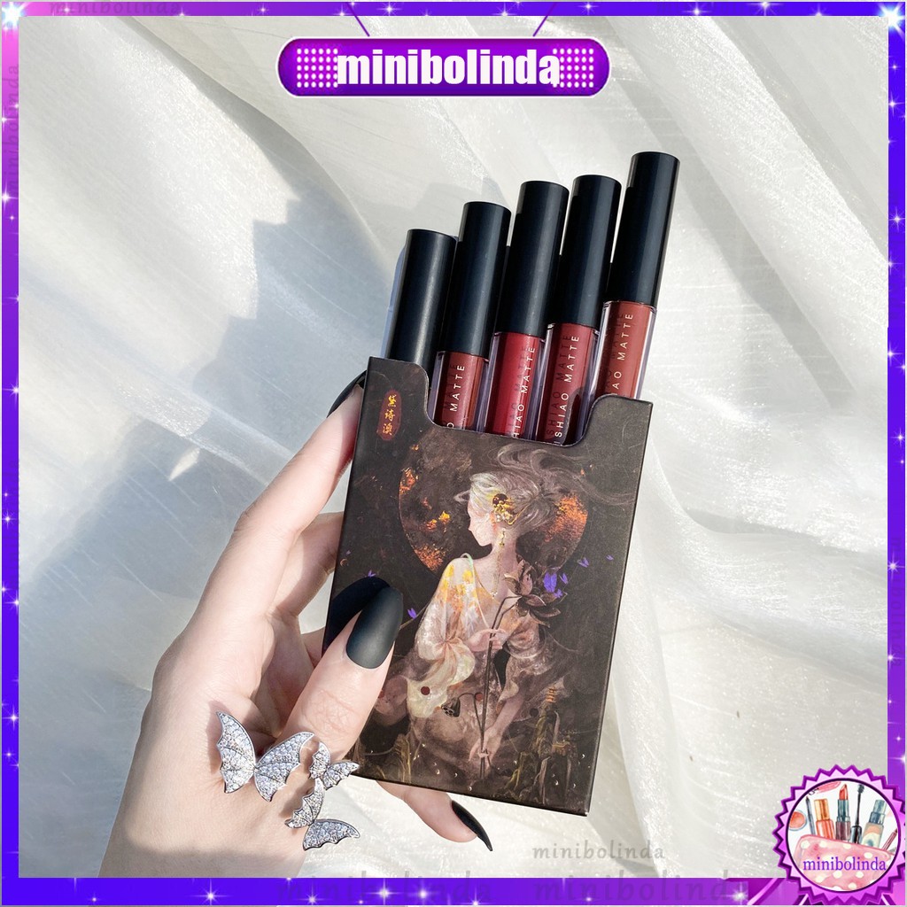 Son kem lì Dashia Bộ 5 son kem lì thiết kế vỏ in hình cô gái phong cách retro | BigBuy360 - bigbuy360.vn