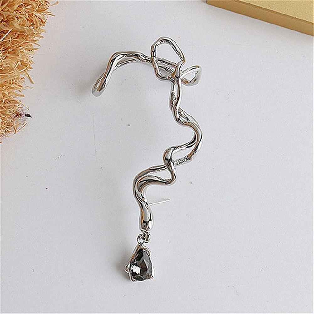 Bông Tai Dạng Kẹp Bằng Hợp Kim Hình Học Màu Đất Y2K Thời Trang Cho Nữ