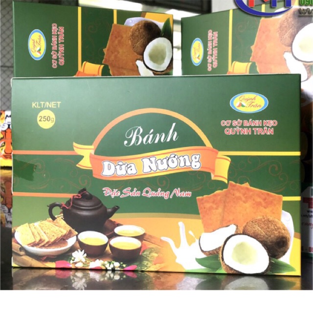 Bánh dừa nướng Đà Nẵng Quỳnh Trân hộp 250gr đặc sản Đà Nẵng làm quà biếu tặng vị ngọt giòn rất thơm ngon