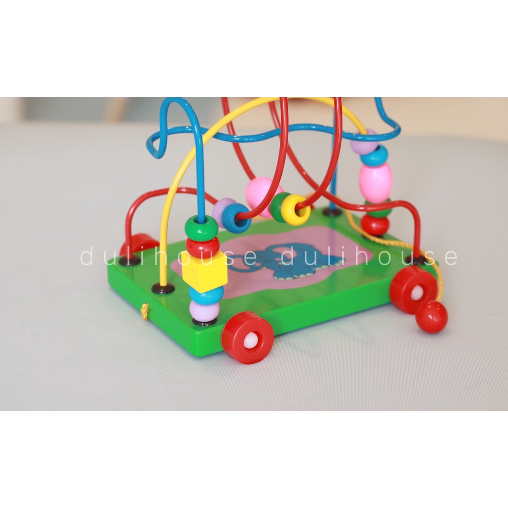 Đồ chơi gỗ xe luồn hạt loại nhỏ Winwintoys Giúp bé nhận biết màu sắc, kích thích ham học hỏi