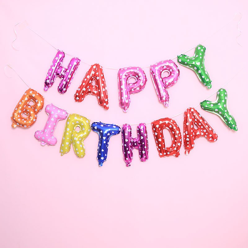 Bong Bóng Tráng Nhôm 16 inch Hình Chữ Happy Birthday Dùng Trang Trí Tiệc Sinh Nhật