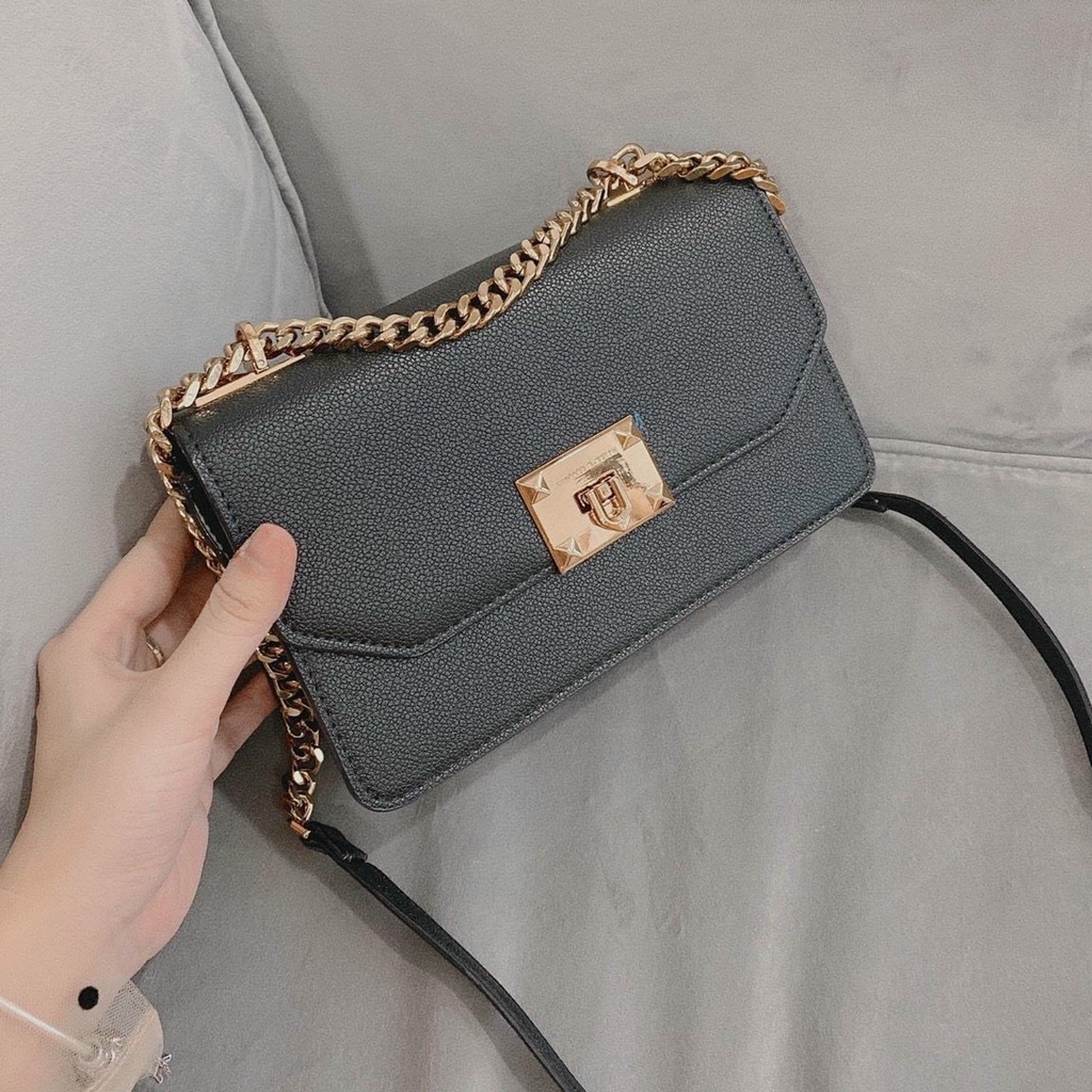 Túi Xách Nữ CNK, Dây Xích Pha Da Đeo Chéo, Đeo Vai, Da Sần Cao Cấp, Túi Công Sở Thời Trang