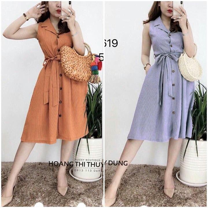 ĐẦM DÁNG XÒE CỔ VEST NÚT CỘT NƠ EO MP852🎀(2MÀU)- kèm hình chụp thật sp 💯