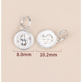 mặt đồng tiền bạc 925-size 8x10.2mm