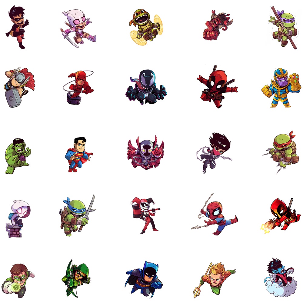 Set 10/50 Sticker DC Siêu Anh Hùng Dán Trang Trí