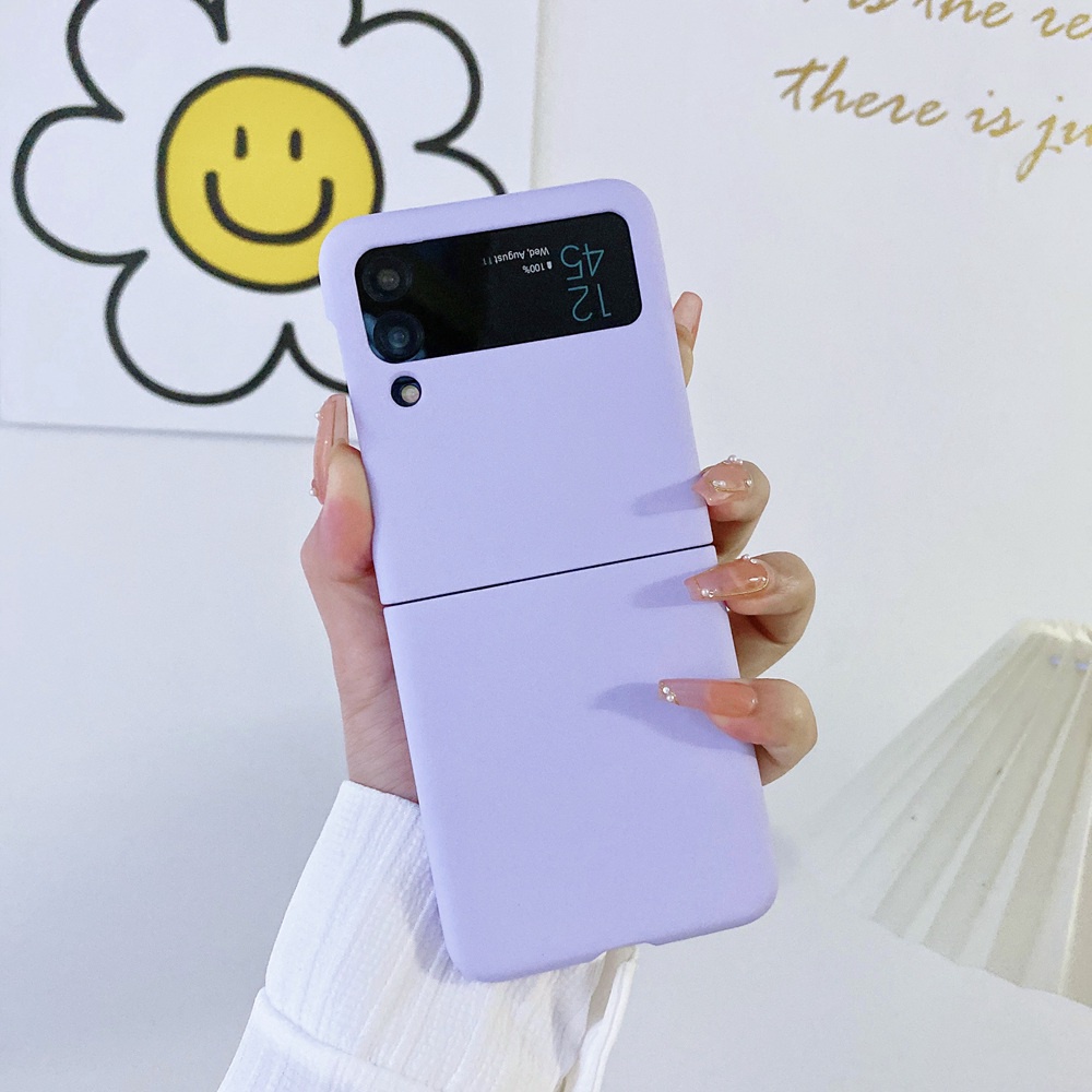 Ốp Điện Thoại Màu Kẹo Trơn Bóng 2 Trong 1 Cho Samsung Galaxy Z Flip 5 4 3