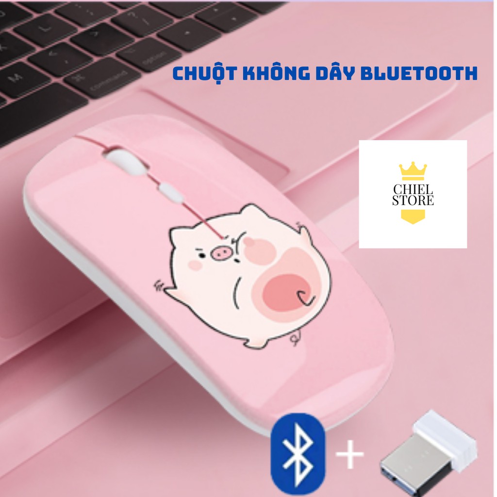 Chuột không dây kèm lót chuột siêu xinh / Có thể sạc lại, Bluetooth Dual Mode 5.1 Áp dụng cho Laptop, TV...
