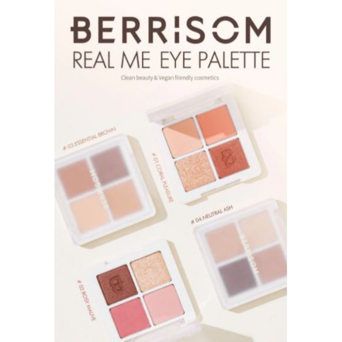 BẢNG PHẤN MẮT 4 Ô MÀU LẤP LÁNH SIÊU XINH BERRISOM REAL ME EYE PALETTE CHÍNH HÃNG - 9953