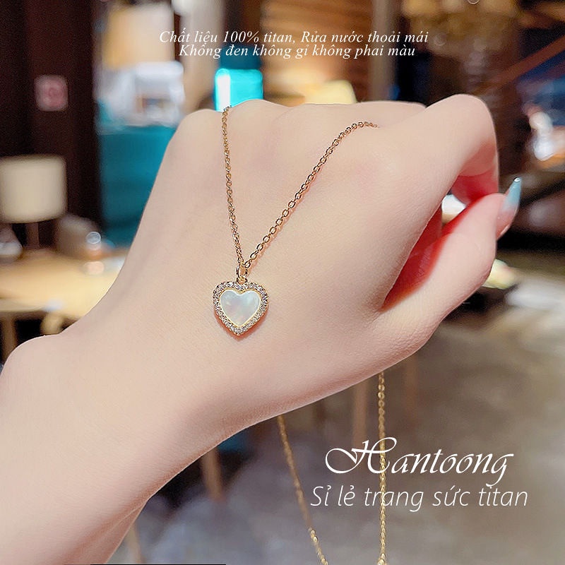 Vòng cổ nữ titan không đen gỉ mặt hình trái tim xinh xắn dễ thương phong cách ngọt ngào mẫu mới 2022