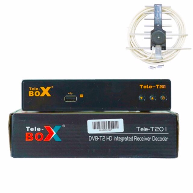 Đầu thu kỹ thuật số DVBT2 Tele T201 (T168) (Đen)+ Anten Nhôm