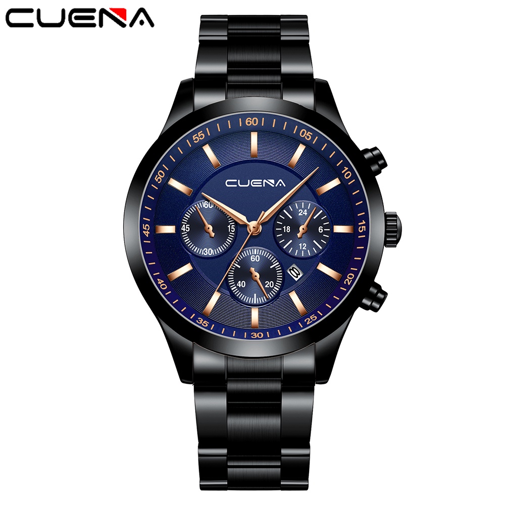 Đồng hồ CRRJU 881S bằng thép không gỉ không thấm nước thời trang thể thao thông thường cho nam