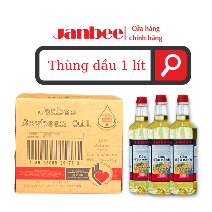 Thùng Dầu Đậu Nành Janbee 1L - 12 Chai