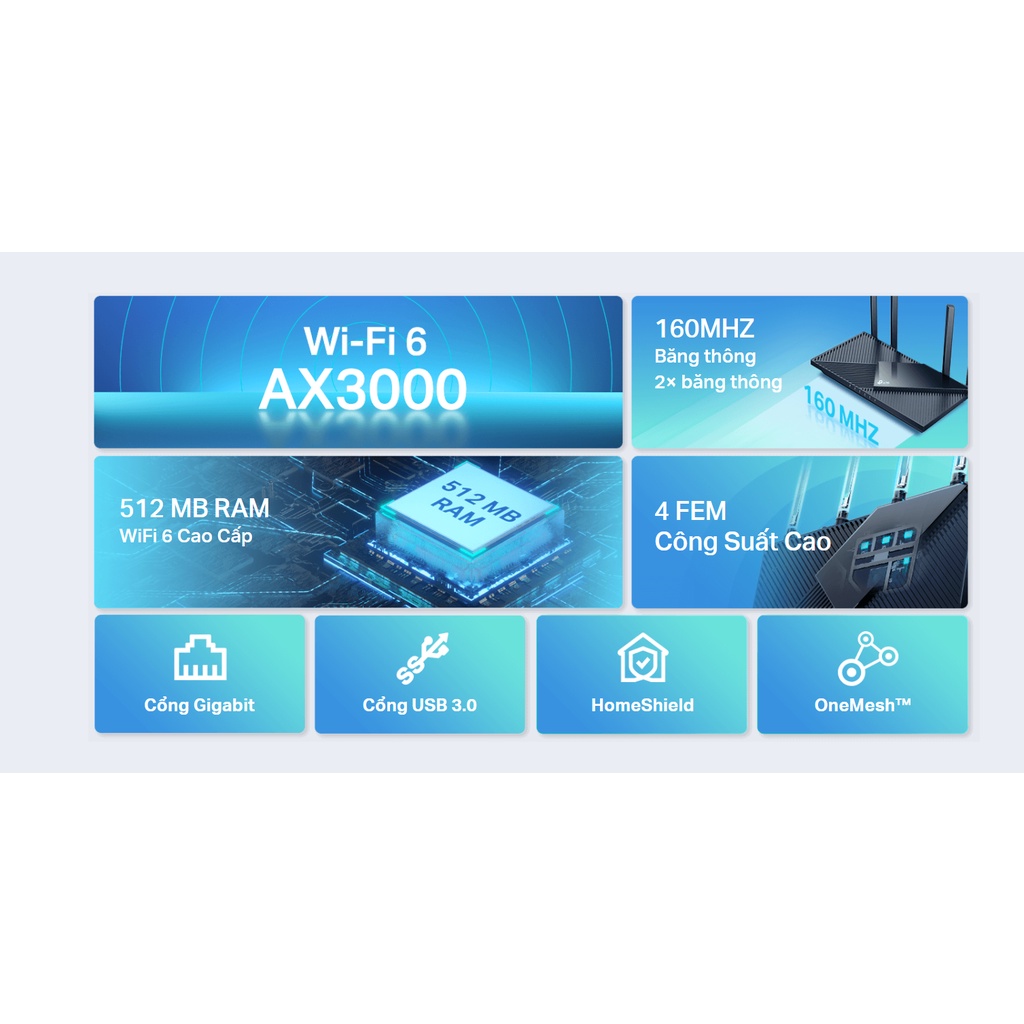 [Mã 154ELSALE2 giảm 7% đơn 300K] [Hỏa Tốc - HCM] Bộ Phát Wifi TP-Link Archer AX55 Chuẩn Wifi 6 AX3000 - Ngoc Vien Store