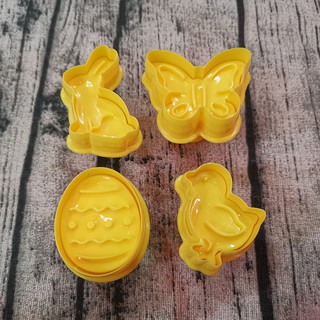 HCM - Bộ 4 khuôn nhấn bánh quy hình Gà Chim Thỏ Trứng phục sinh CA80 làm bánh Cookies, cắt fondant