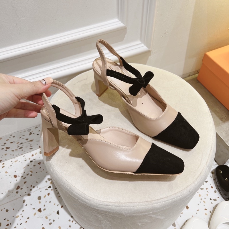 Sandal cao gót nơ vintage 6p qccc fullbox