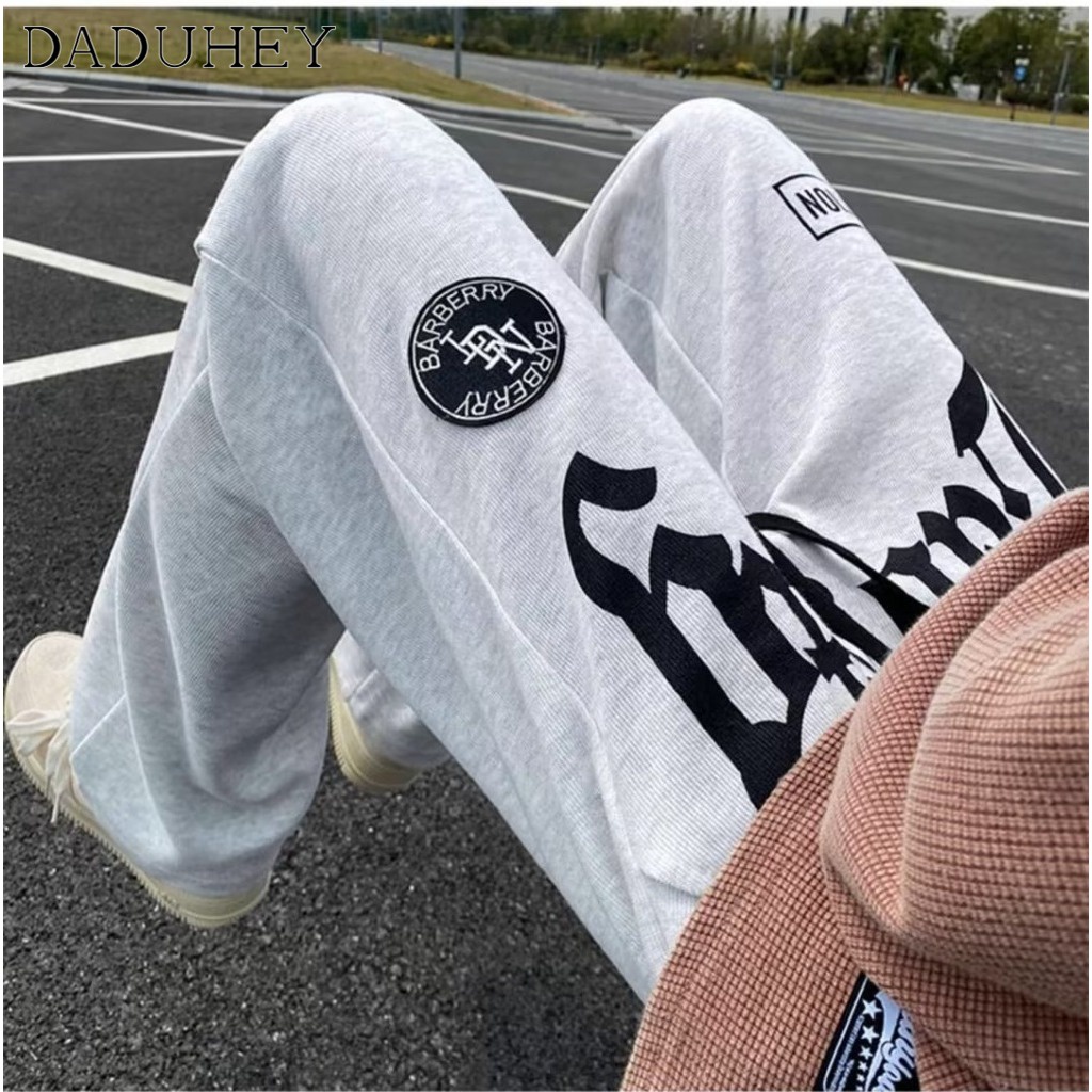 DaDuHey Men's Summer Running Oversized Track Pants European and American Fashion Brand Straight Casual Pants