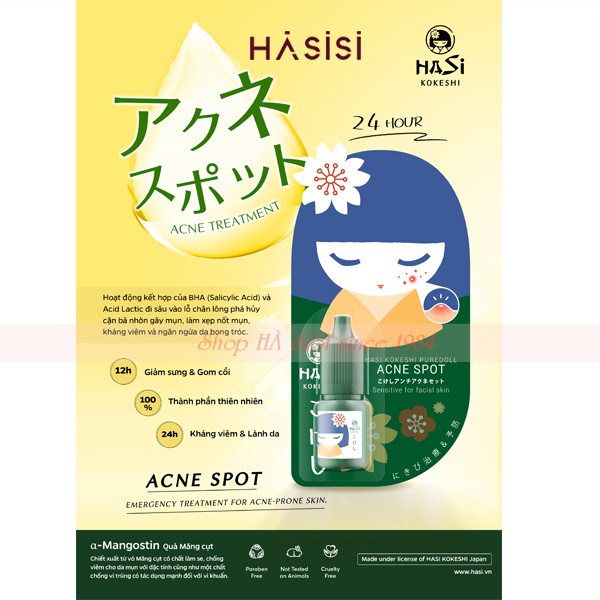 Serum Chấm Mụn Giảm Sưng Gom Cồi HASI KOKESHI PUREDOLL ACNE SPOT