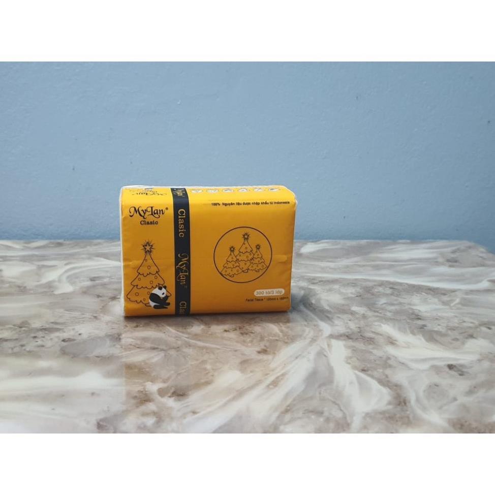 Giấy ăn gấu trúc 3 lớp siêu dai MyLan siêu mềm mịn không tan trong nước 300 tờ/gói, 1 xách 10 gói