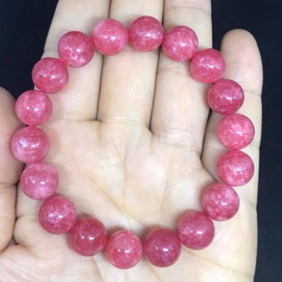 VÒNG TAY ĐÁ PHONG THỦY MAY MẮN -MẦU HỒNG RUBY- 10LY