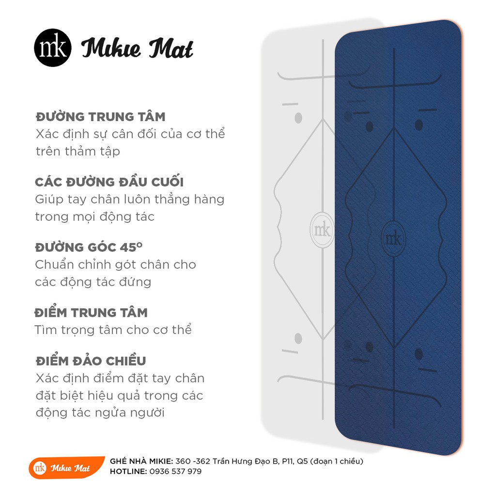 Thảm yoga du lịch 2mm GẤP GỌN  Mikie Mat chống trơn siêu mỏng làm từ cao su nhân tạo TPE cho nam nữ tập thể dục tại nhà