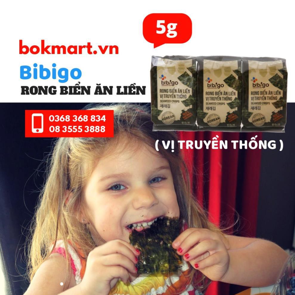 ( HÀNG MỚI ) RONG BIỂN ĂN LIỀN VỊ TRUYỀN THỐNG BIBIGO GÓI 5G