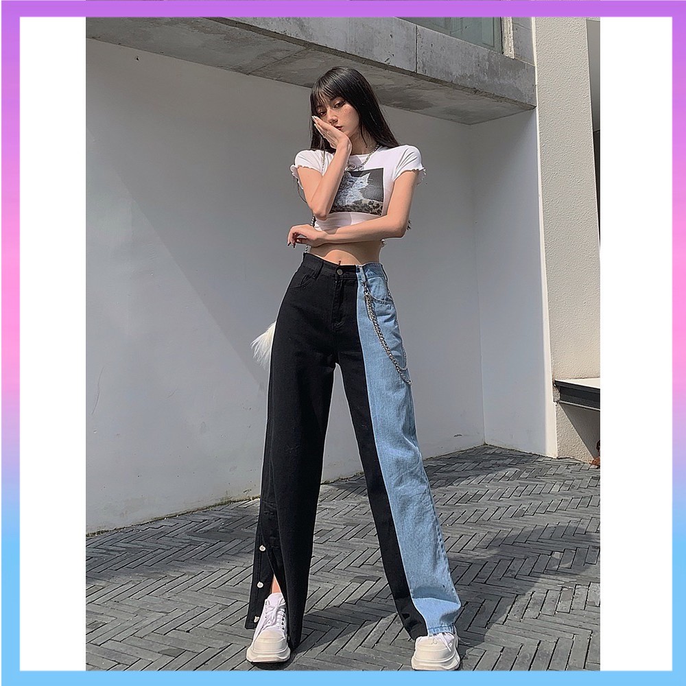 (SẴN) QUẦN JEAN ULZZANG HAI MÀU KHÓA NÚT Ở ỐNG SIÊU COOL - ORDER 10 NGÀY