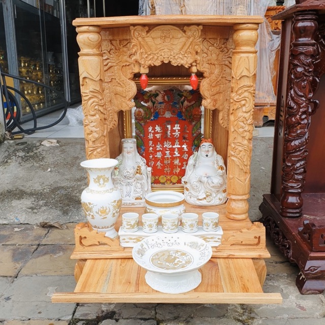 COMBO 8 Món Bộ bàn thần tài ngang 42cm x 61cm gỗ xoan