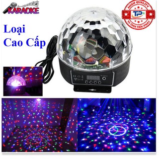 Đèn Led Pha Lê quả cầu xoay 7 màu cho Sân Khấu, phòng Karaoke cảm biến nháy theo nhạc, Chúc mừng năm mới - tết 2021