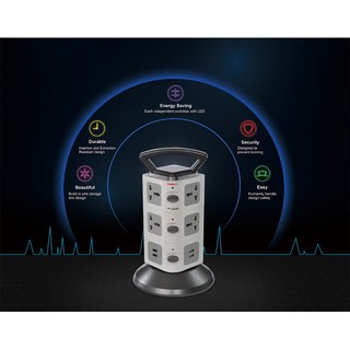 Ổ Điện 3 Tầng JW (Có 2 Cổng Usb, 10 Ổ Điện, 3 Công Tắc)