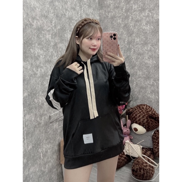 Áo hoodie nỉ trơn Th.om vạch tay