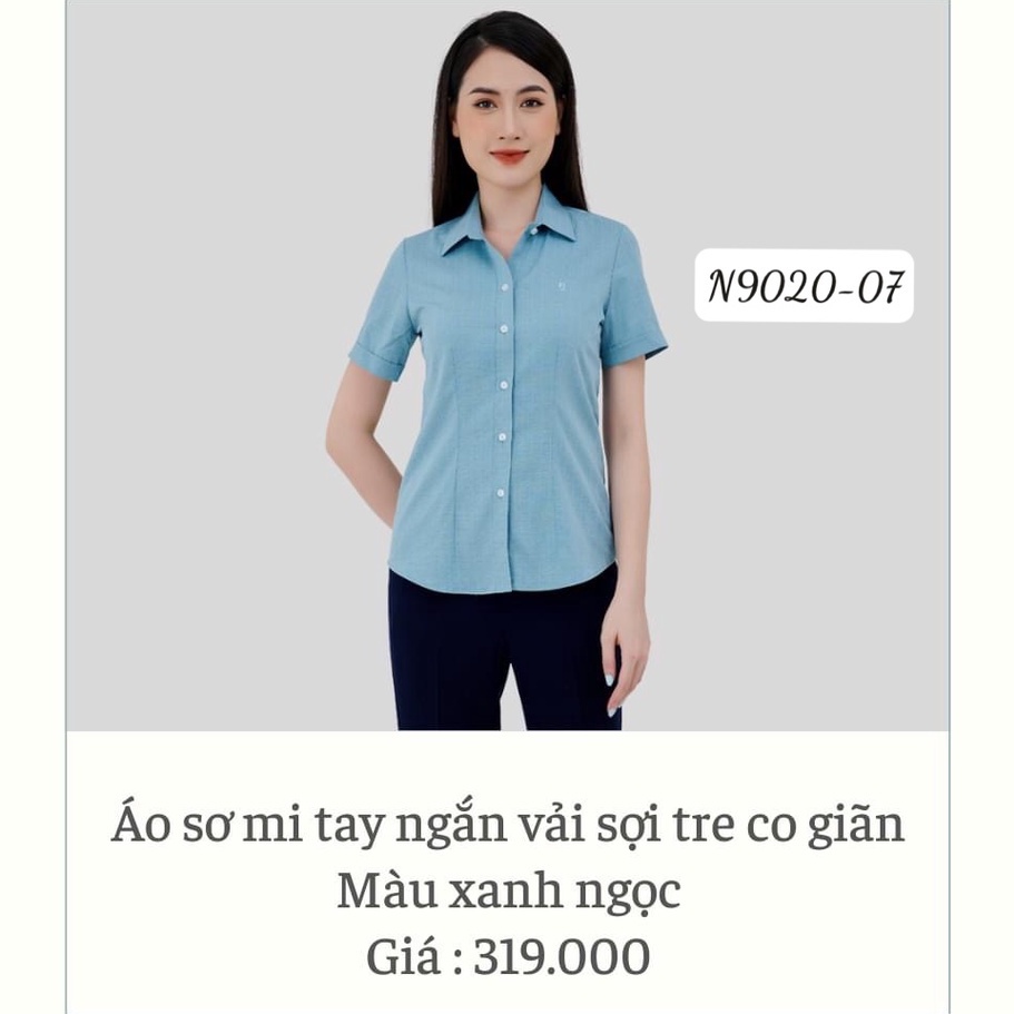 Áo sơ mi Thái Hòa vải sợi tre co giãn màu xanh rêu 9020-07 2869-13