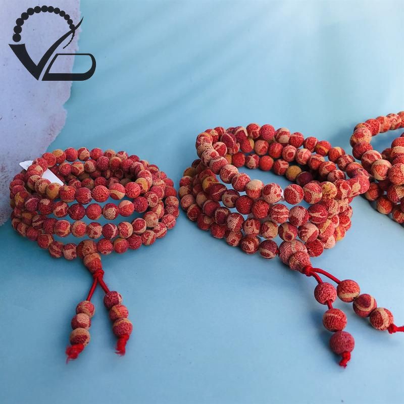 Chuỗi tràng 108 hạt San hô đỏ Thô - Chuỗi đeo tay phong thủy Nam Nữ CNC VĂN BÉ