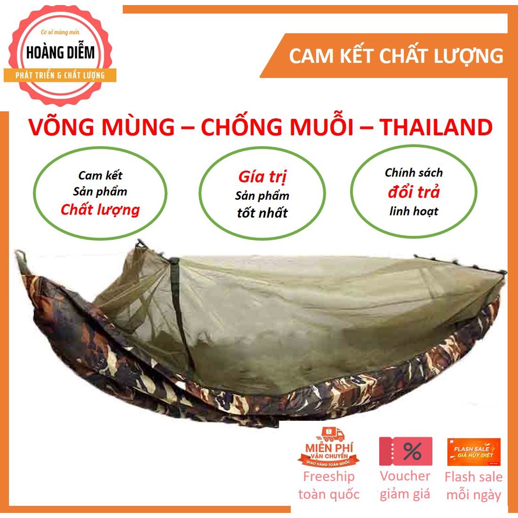 VÕNG DÙ CÓ MÙNG ⚡HÀNG THAILAND⚡ MÀU RẰN RI - Chống Muỗi 3 lớp Siêu Bền.