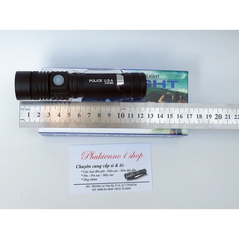 Đèn pin siêu sáng Police USA CYX-005, đèn pin siêu sáng, đèn led chống nước  Fdep