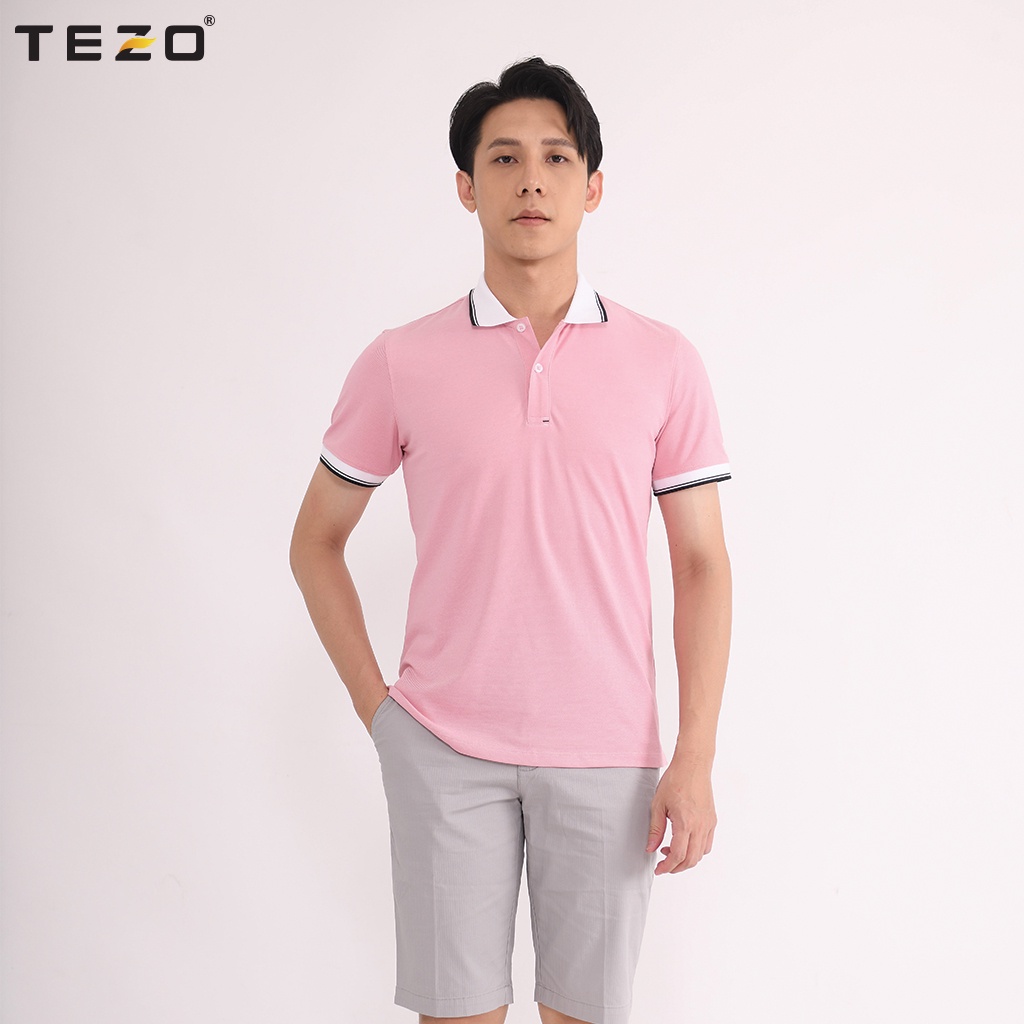 Áo polo nam Tezo  thun nam phối bo 4 màu 2104APCT08