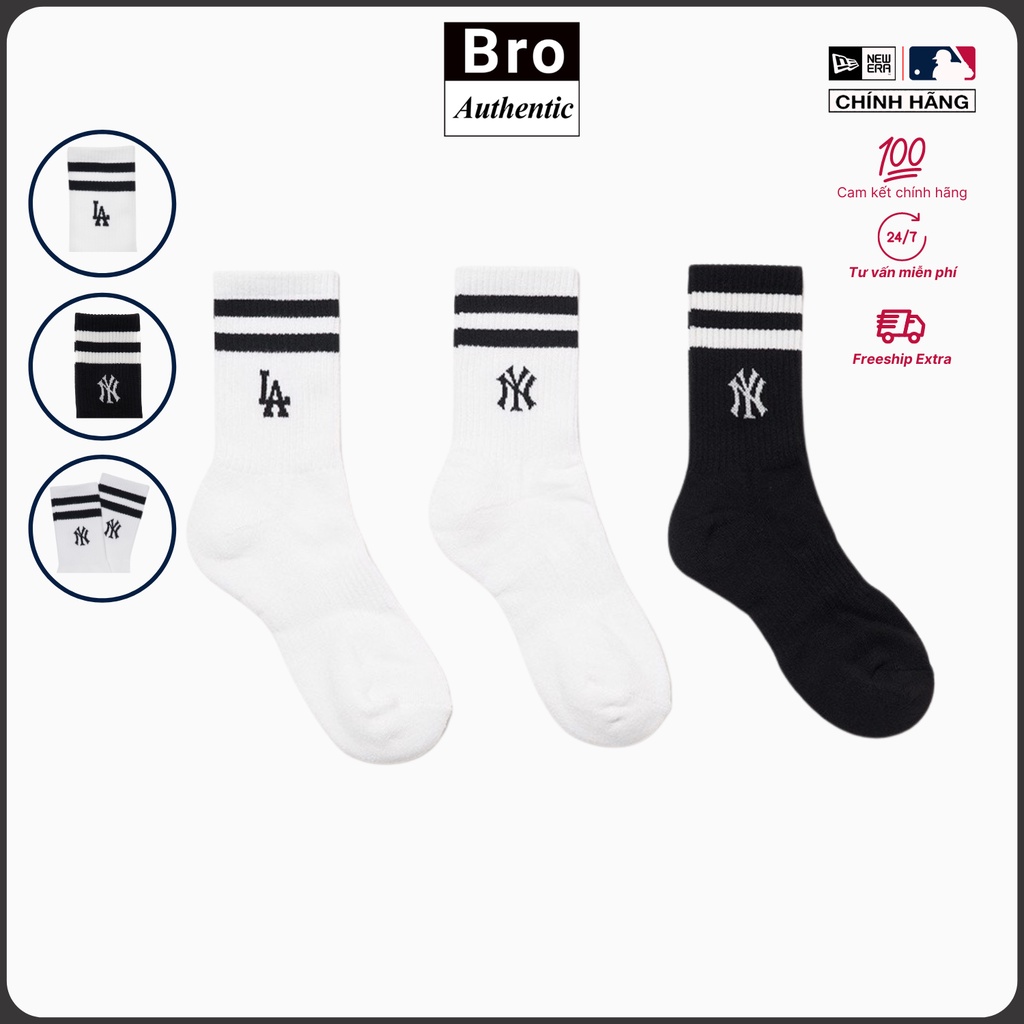 [Chính hãng] Tất mẫu MLB - Cổ cao Two Line Small Logo,Thời trang, Thoáng khí, Săn Sales Cao Cấp