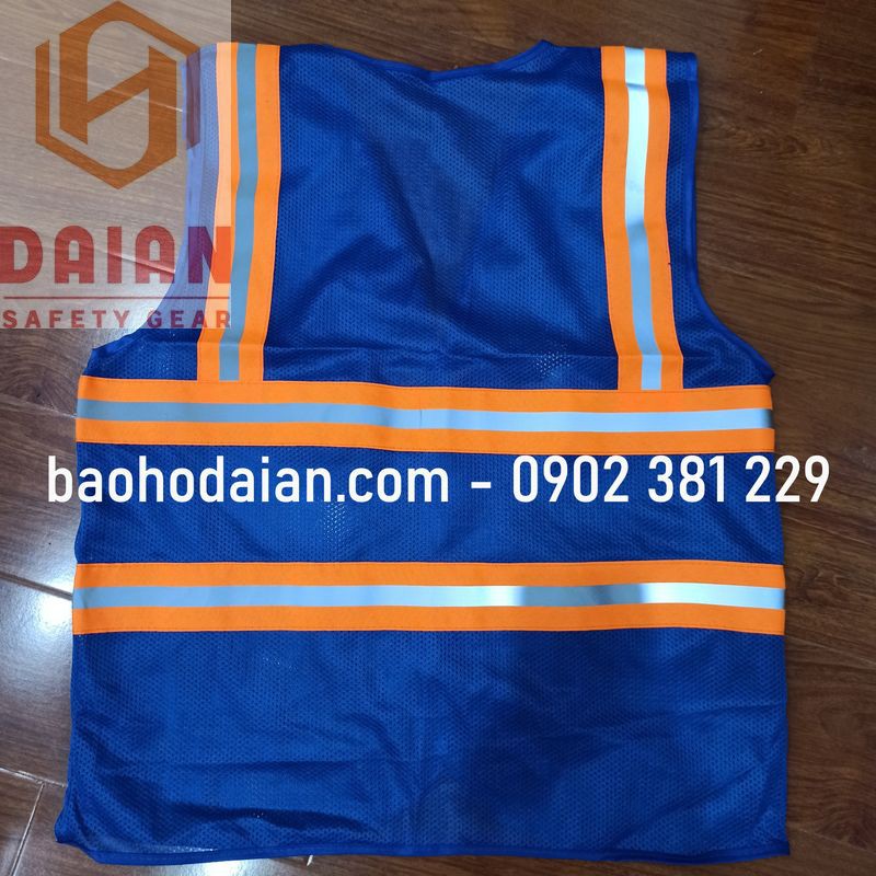 Áo phản quang lưới miếng dán màu xanh dương
