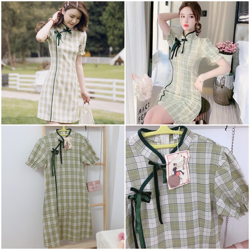 Sườn xám cách điệu đầm hoa xinh dưới 60 kg